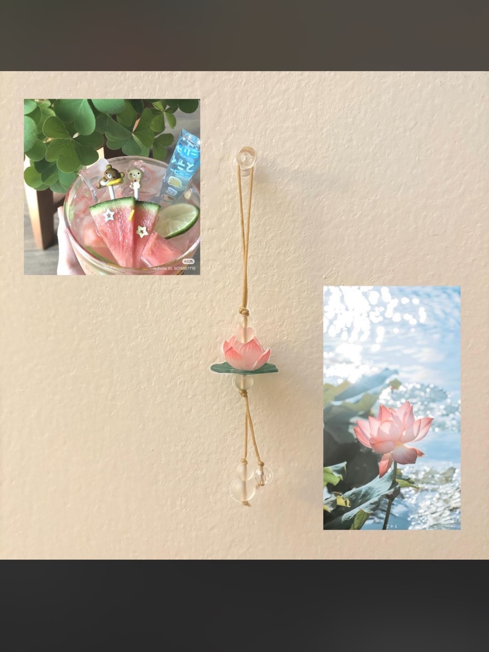 Chinese knot handmade lotus flower charm with crystal beads water lily keychain